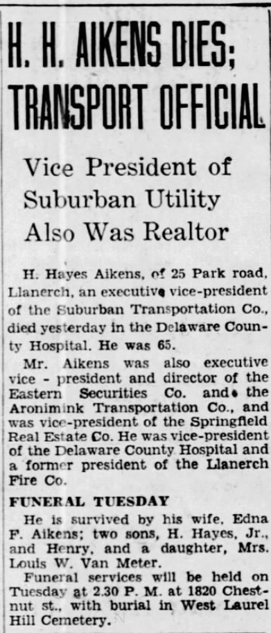 Hugh Aikens dies